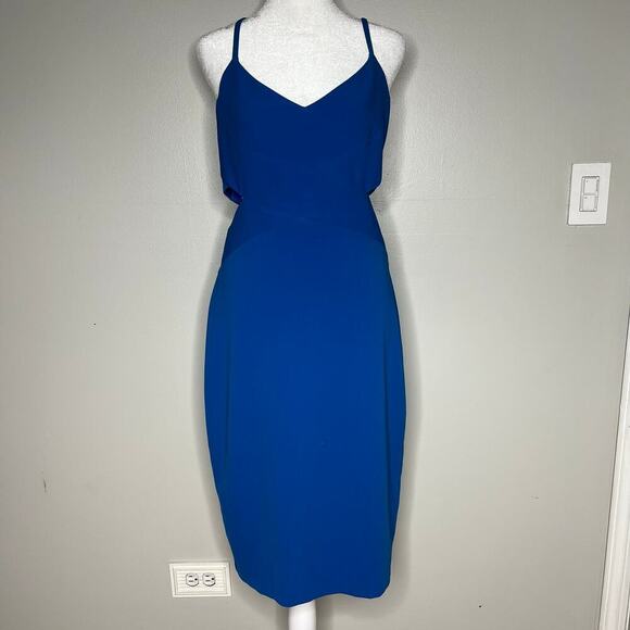 Laundry by Shelli Segal Royal Blue Knee-Length Dress Size 6 Side Cutouts V-Neck - Picture 4 of 11